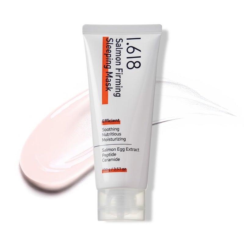 1618 Salmon Firming Sleeping Mask for Women 11 Korean Ingredients Night Moisturizer Face Cream 100g Golden Ratio Formula Lightweight Texture Hydrating Overnight Masks Skin Care for Radiant Glow